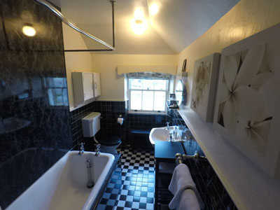 Art Deco Bathroom with Drencher Shower and Victorian Bath